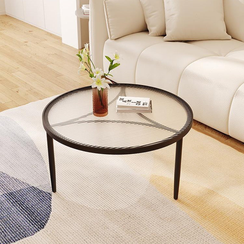 Luxury Tempered Glass Iron Wood Coffee Table