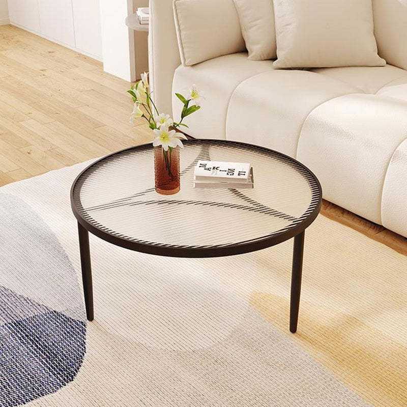 Luxury Tempered Glass Iron Wood Coffee Table