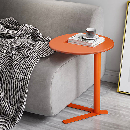 Minimalist V-Shaped Round Iron End Table