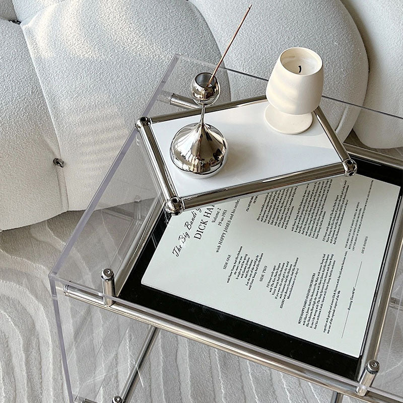 Movable Acrylic Stainless Steel End Table — Black Board