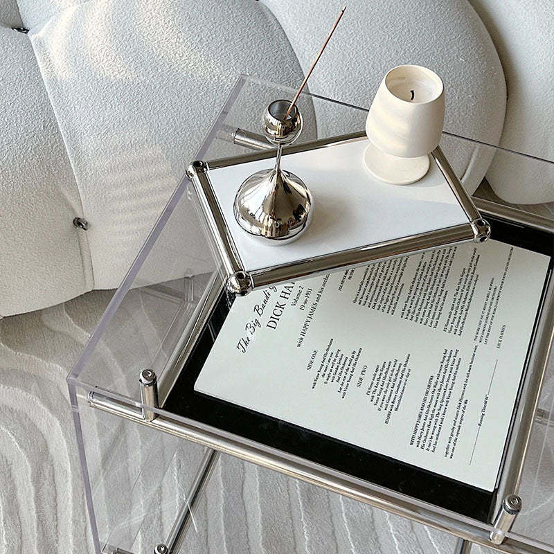 Movable Acrylic Stainless Steel End Table — Black Board