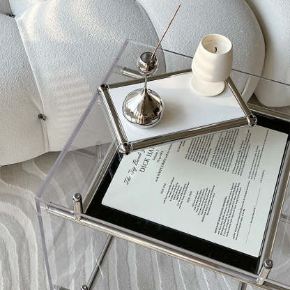 Movable Acrylic Stainless Steel End Table — Black Board