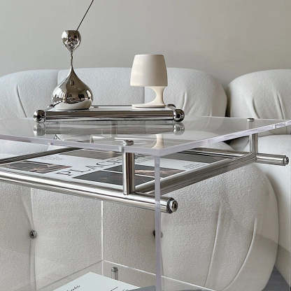 Movable Acrylic Stainless Steel End Table