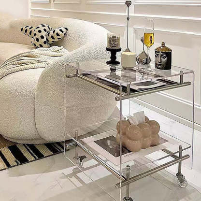 Movable Acrylic Stainless Steel End Table — White Board