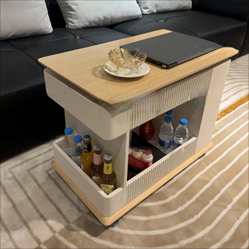 Minimalist Solid Wood 2-Storage Rectangular Coffee Table