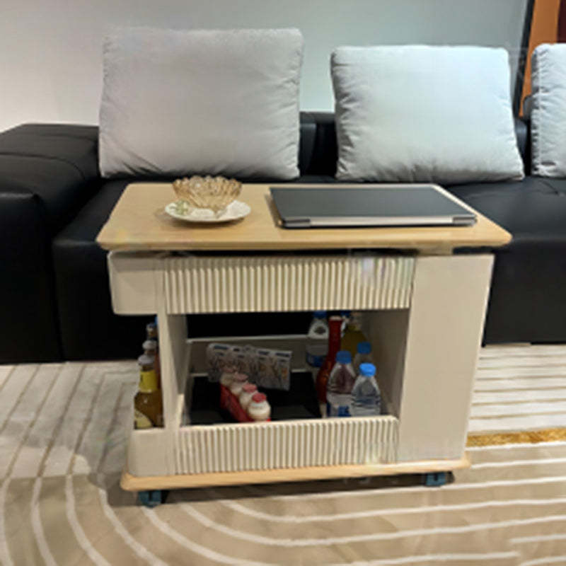 Minimalist Solid Wood 2-Storage Rectangular Coffee Table