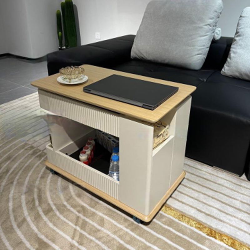 Minimalist Solid Wood 2-Storage Rectangular Coffee Table