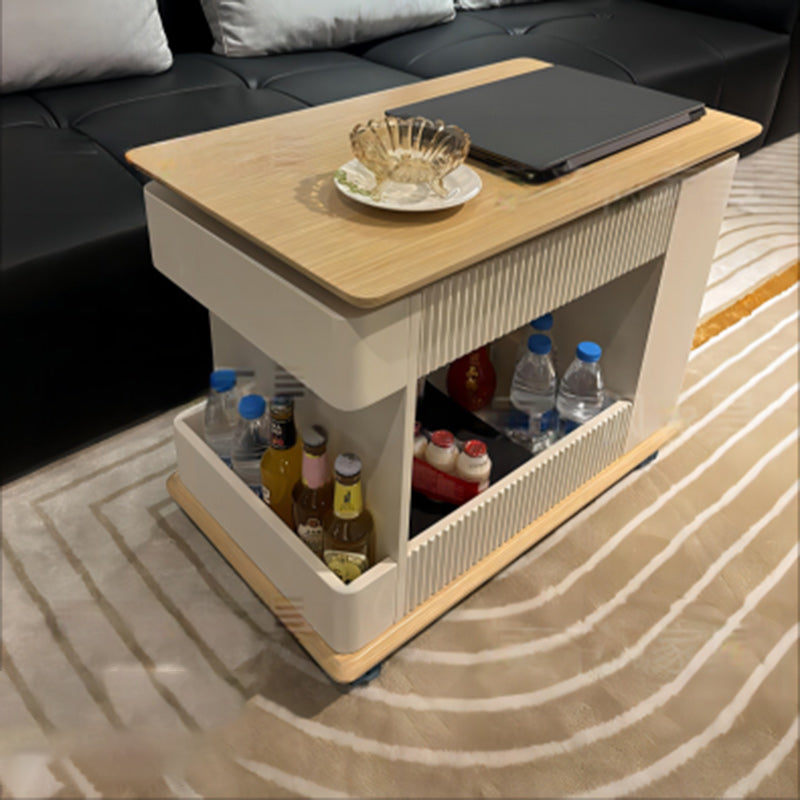 Minimalist Solid Wood 2-Storage Rectangular Coffee Table
