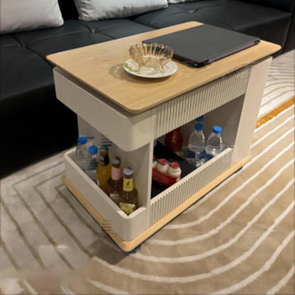 Minimalist Solid Wood 2-Storage Rectangular Coffee Table — Walnut