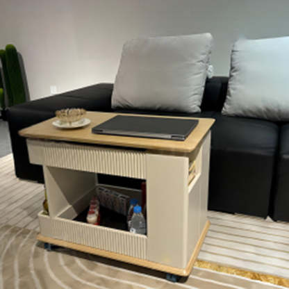 Minimalist Solid Wood 2-Storage Rectangular Coffee Table — Wood Color