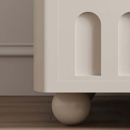 Modern Round Solid Wood 2-Tier Nightstand