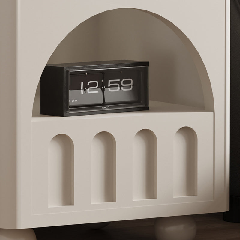 Modern Round Solid Wood 2-Tier Nightstand