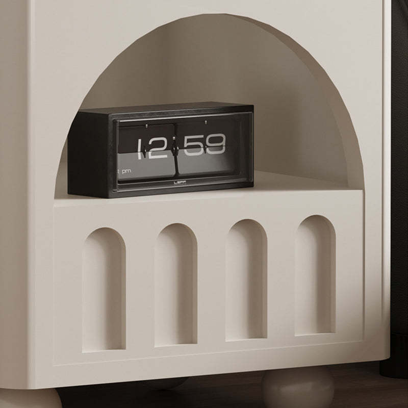 Modern Round Solid Wood 2-Tier Nightstand
