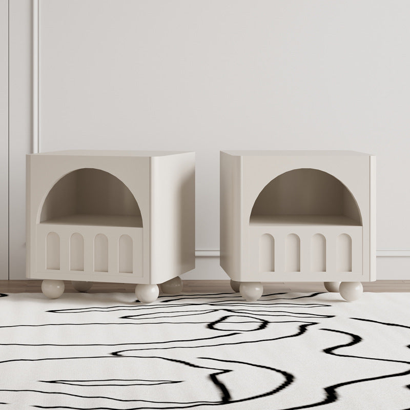 Modern Round Solid Wood 2-Tier Nightstand