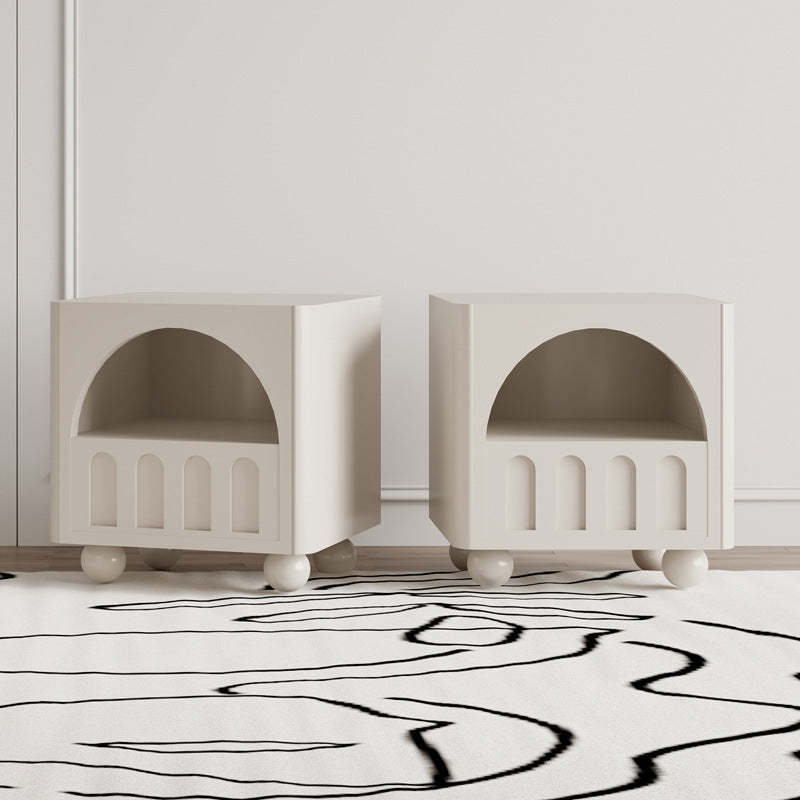 Modern Round Solid Wood 2-Tier Nightstand