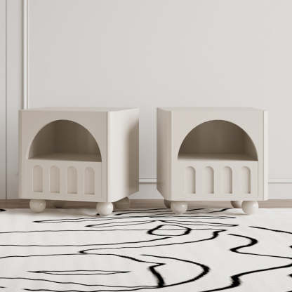 Modern Round Solid Wood 2-Tier Nightstand
