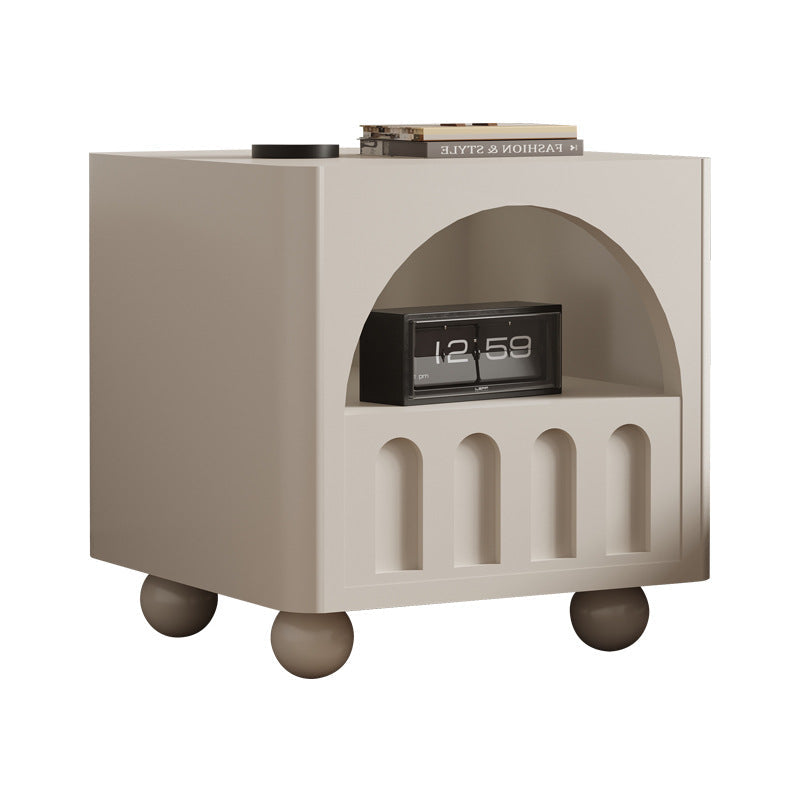 Modern Round Solid Wood 2-Tier Nightstand