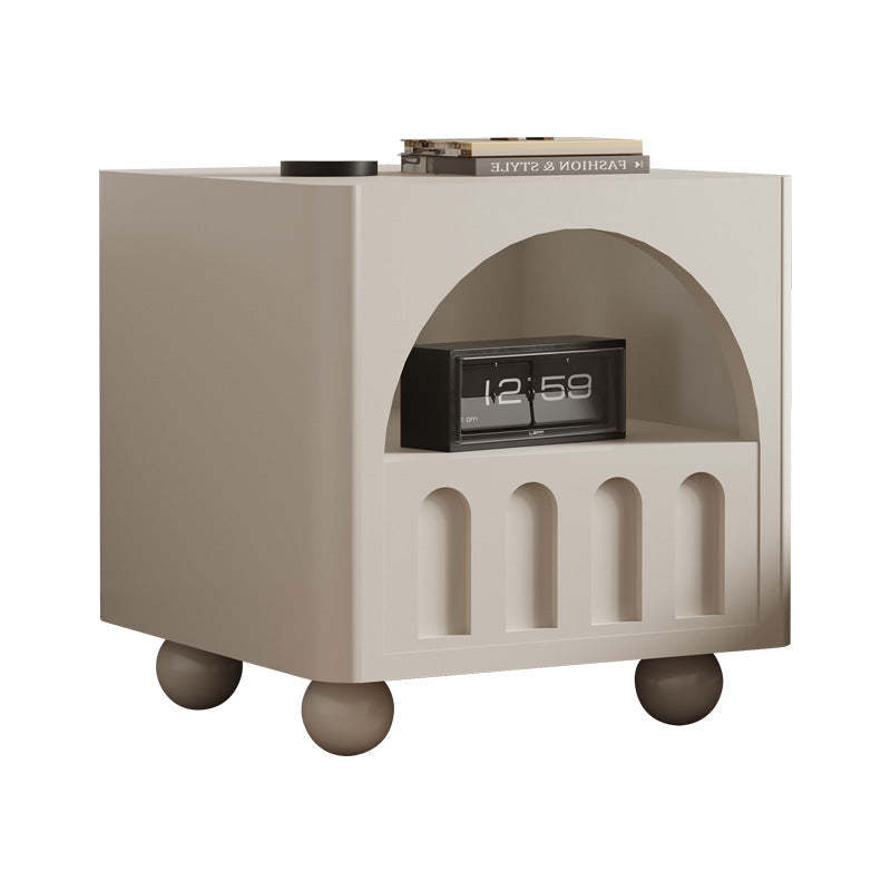 Modern Round Solid Wood 2-Tier Nightstand