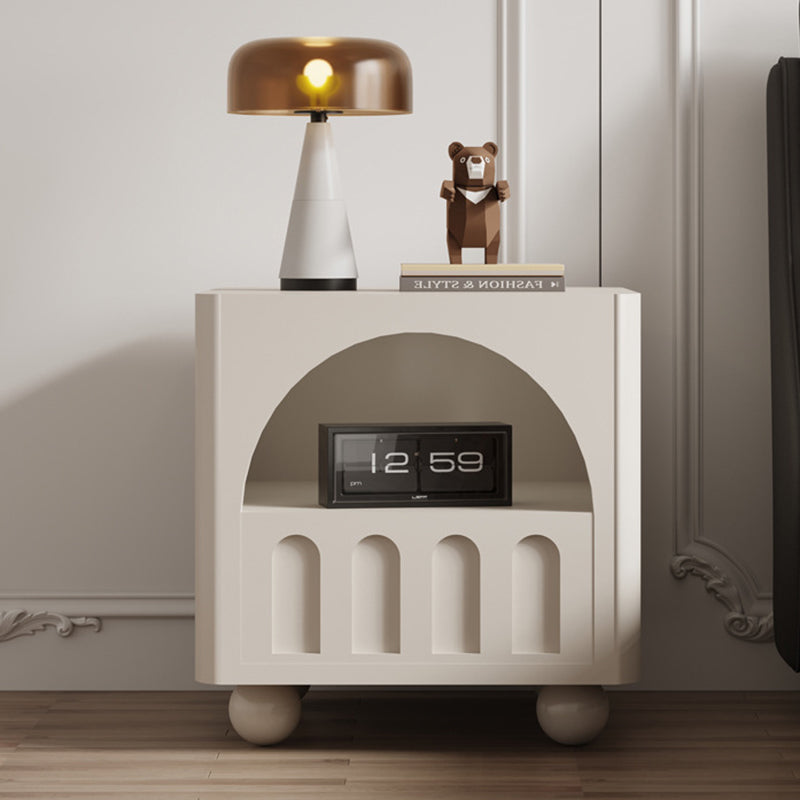 Solid round wood glass nightstands for living room