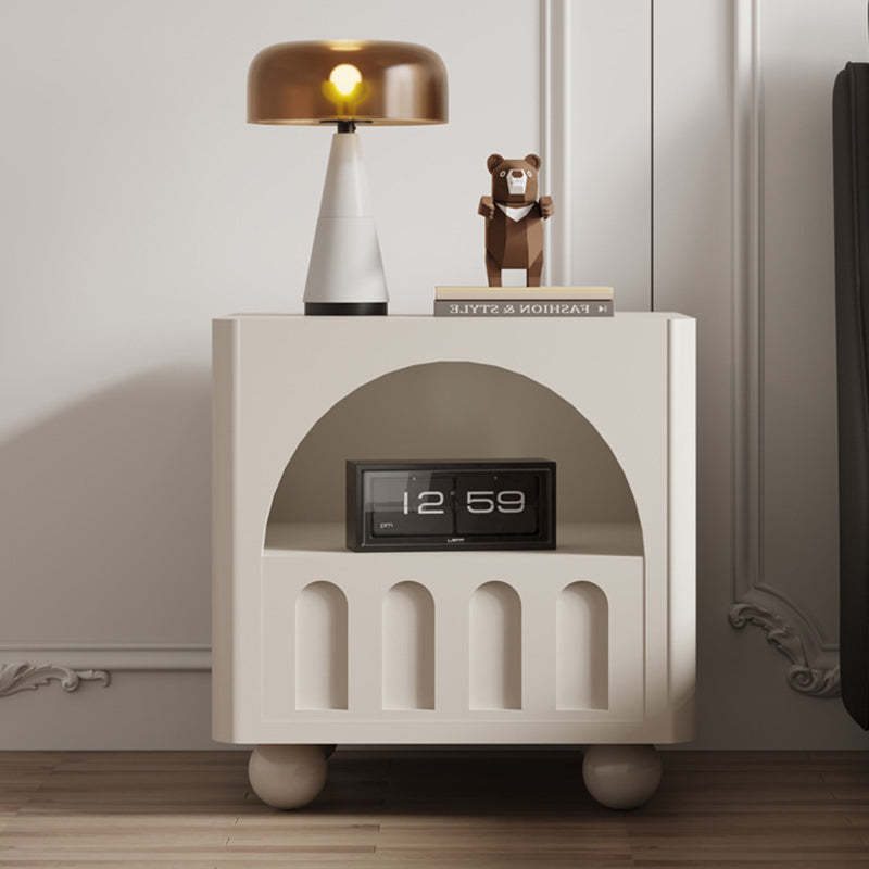 Modern Round Solid Wood 2-Tier Nightstand
