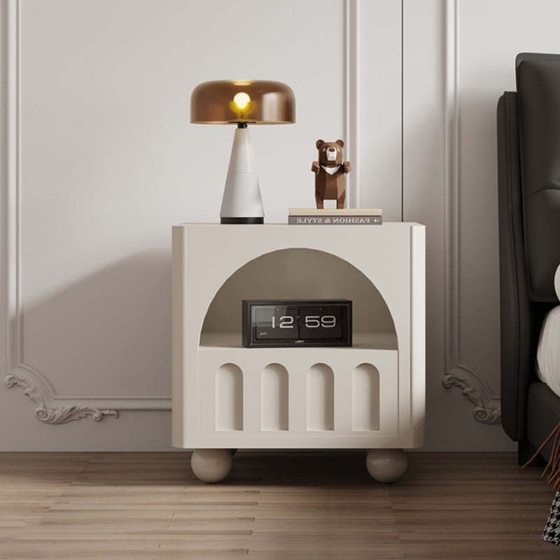 Modern Round Solid Wood 2-Tier Nightstand