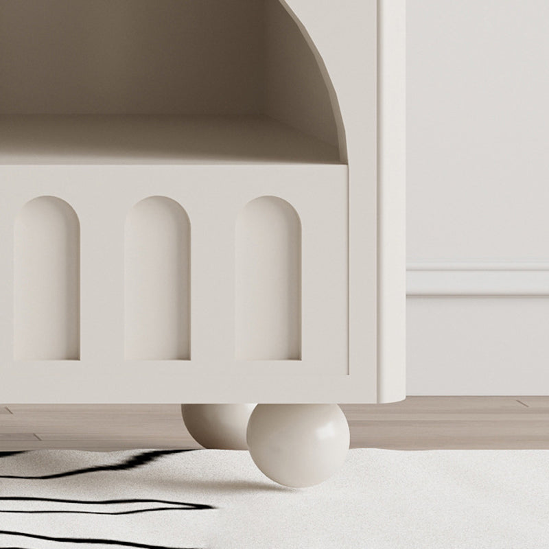 Modern Round Solid Wood 2-Tier Nightstand