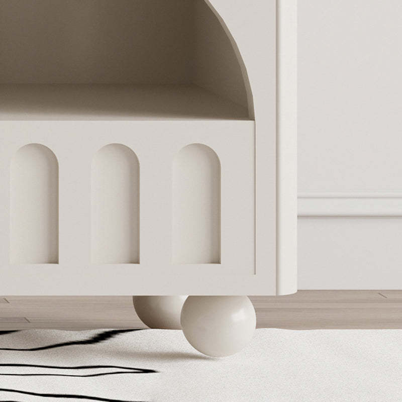 Modern Round Solid Wood 2-Tier Nightstand