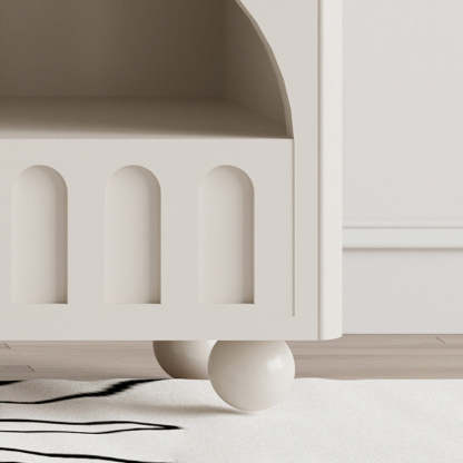 Modern Round Solid Wood 2-Tier Nightstand