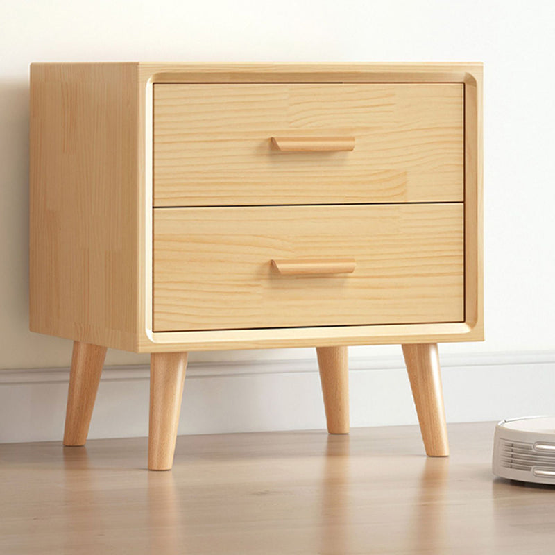 Minimalist Solid Wood Board 2-Drawer Nightstand