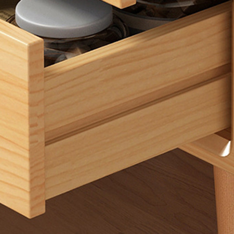 Minimalist Solid Wood Board 2-Drawer Nightstand