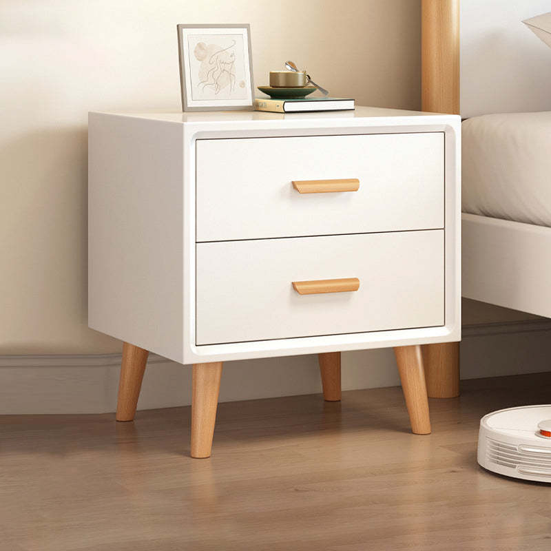 Minimalist Solid Wood Board 2-Drawer Nightstand