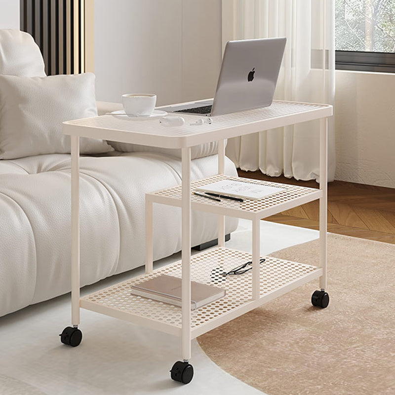 Contemporary Tempered Glass Iron Movable End Table 3-Tier