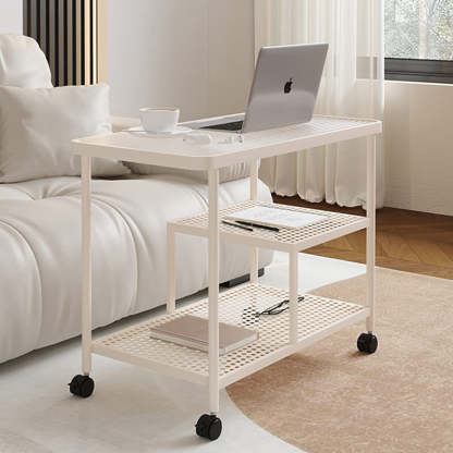 Contemporary Tempered Glass Iron Movable End Table 3-Tier