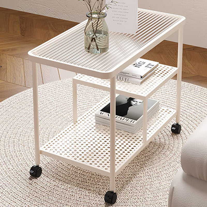 Contemporary Tempered Glass Iron Movable End Table 3-Tier