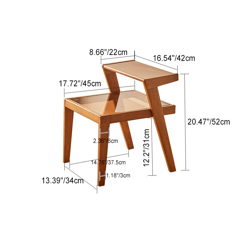 Tempered Glass Wood Coffee Table 2-Tier