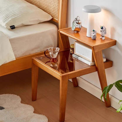 Tempered Glass Wood Coffee Table 2-Tier