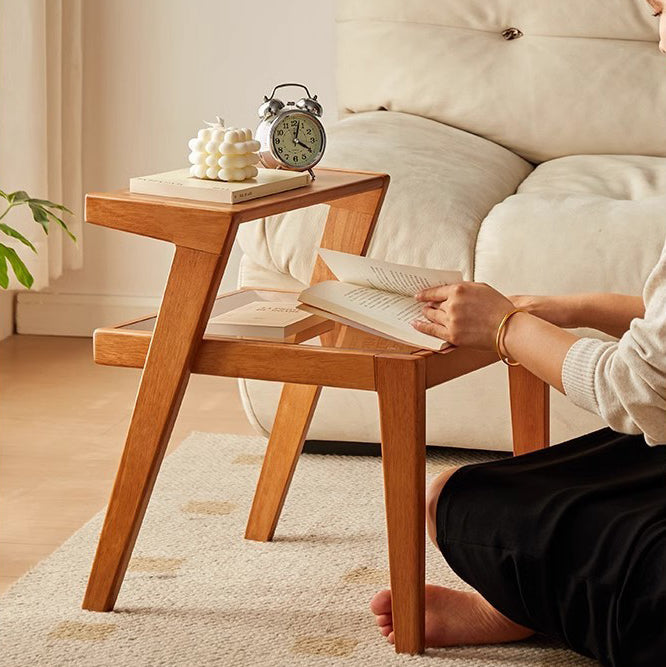 Tempered Glass Wood Coffee Table 2-Tier