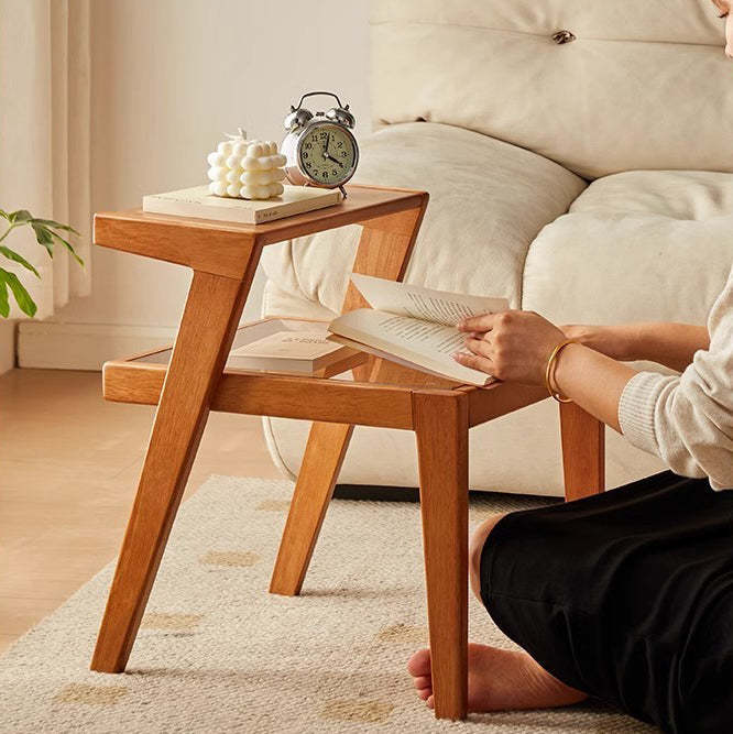 Tempered Glass Wood Coffee Table 2-Tier