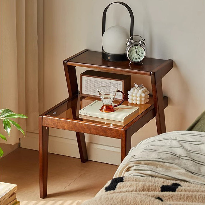 Tempered Glass Wood Coffee Table 2-Tier