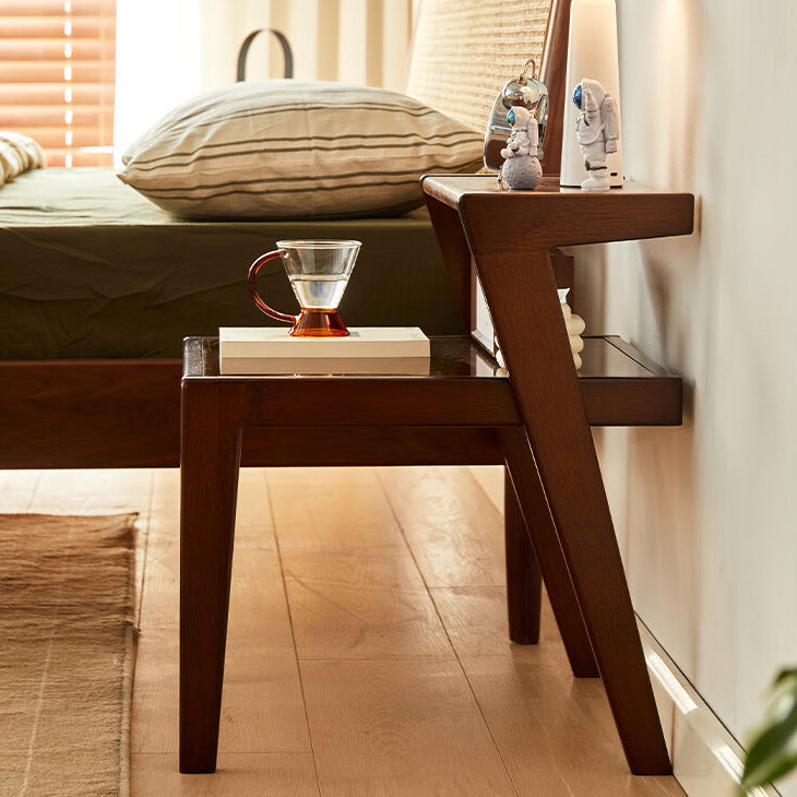 Tempered Glass Wood Coffee Table 2-Tier