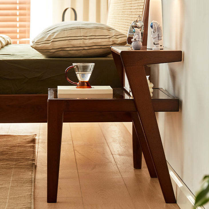 Tempered Glass Wood Coffee Table 2-Tier