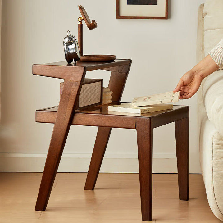 Tempered Glass Wood Coffee Table 2-Tier