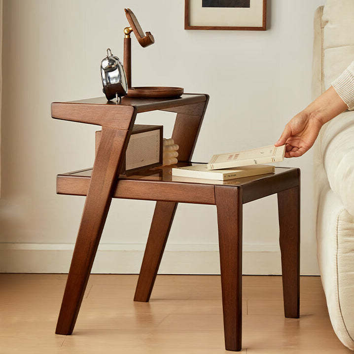 Tempered Glass Wood Coffee Table 2-Tier
