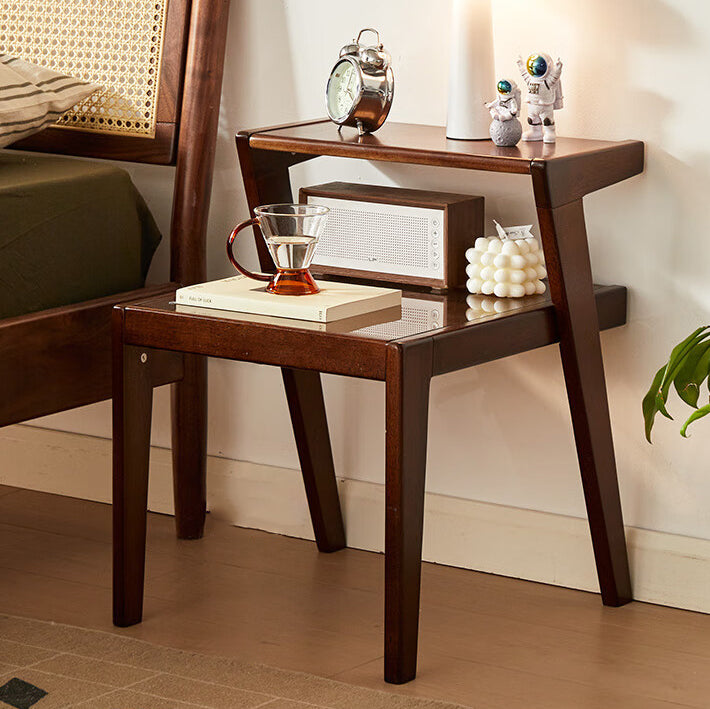 Tempered Glass Wood Coffee Table 2-Tier