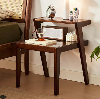 Tempered Glass Wood Coffee Table 2-Tier