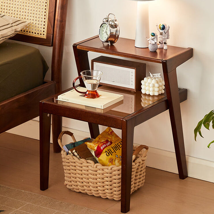 Tempered Glass Wood Coffee Table 2-Tier