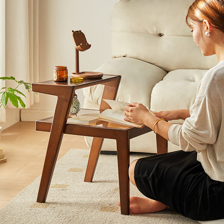 Tempered Glass Wood Coffee Table 2-Tier