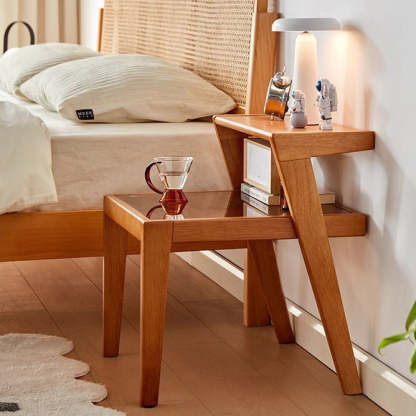 Tempered Glass Wood Coffee Table 2-Tier