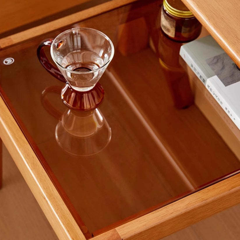 Tempered Glass Wood Coffee Table 2-Tier