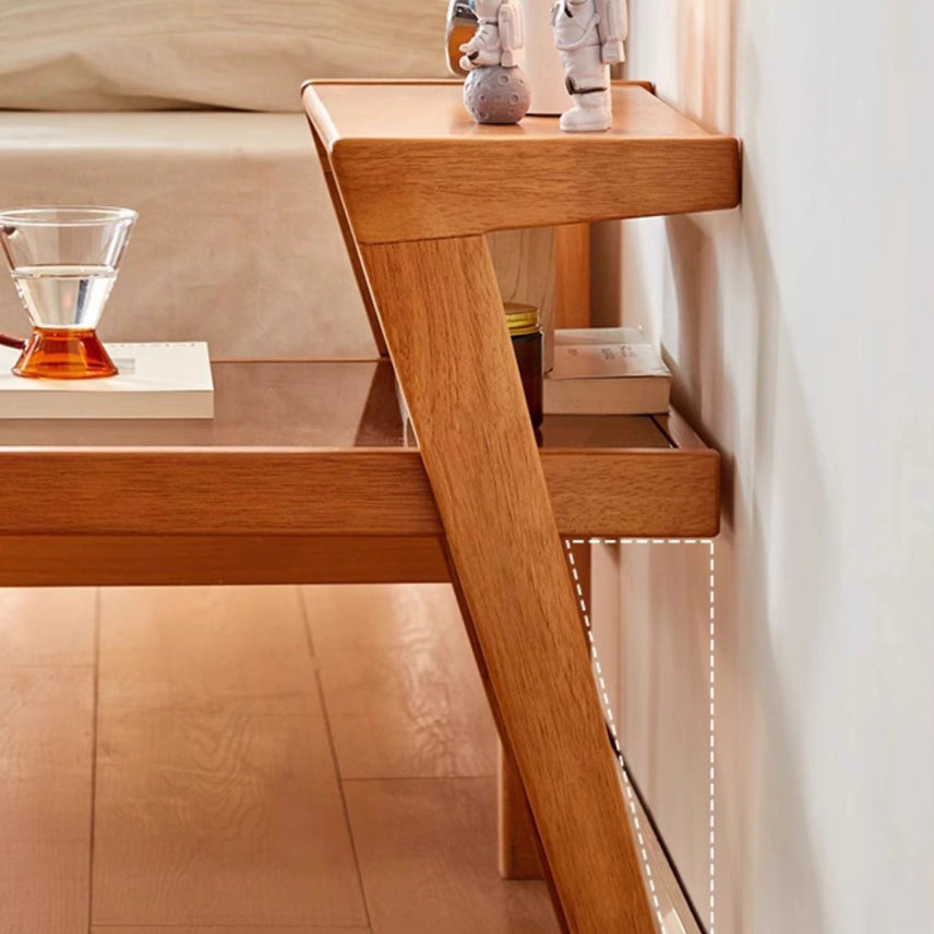 Tempered Glass Wood Coffee Table 2-Tier